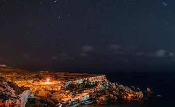 Coastal town at night